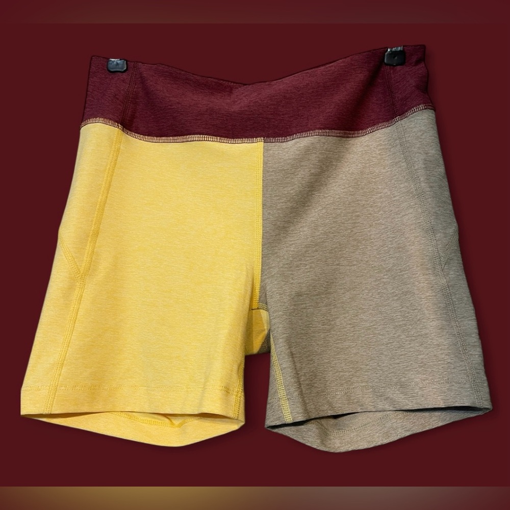 Outdoor Voices NWOT Sz M Maroon, Tan & Yellow Athletic Shorts